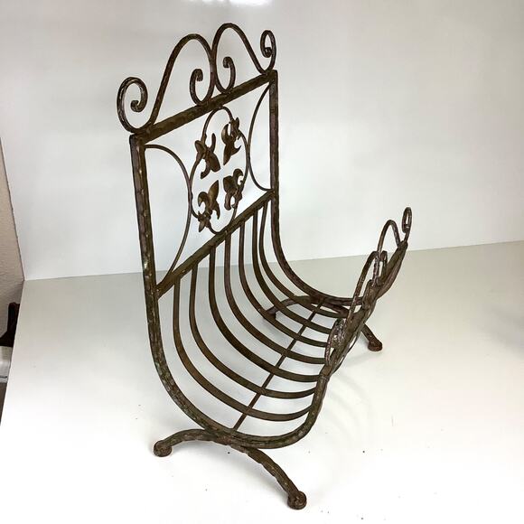 Vtg Mid Century Modern Brass Metal Magazine Newspaper Rack MCM 13.5” Wide - Picture 2 of 10